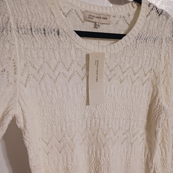 Jones of New York White EyeLet Sweater NWT - Picture 3 of 7